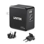 Unitek Φορτιστής Χωρίς Καλώδιο GaN με Θύρα USB-A και 2 Θύρες USB-C 65W Power Delivery Μαύρος (GaN) P1117B