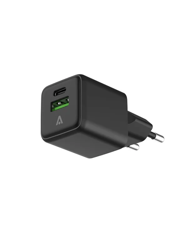 Alkaya Φορτιστής Χωρίς Καλώδιο GaN με Θύρα USB-A και Θύρα USB-C 20W Power Delivery Μαύρος (NEXUS) CR-50002