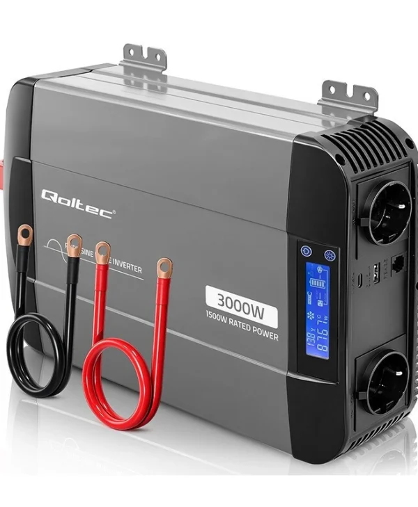 Qoltec Καθαρού Ημιτόνου Inverter Ισχύος 1500W με Τάση Εισόδου 12V (Μονοφασικό) 52690