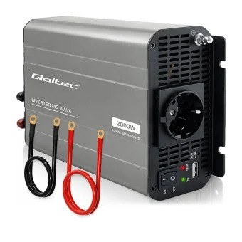 Qoltec Μετατροπέας Τάσης Ms Wave 12v 230v 1000w/2000w Usb Συμβατός Lifepo4 Gel Agm 52682