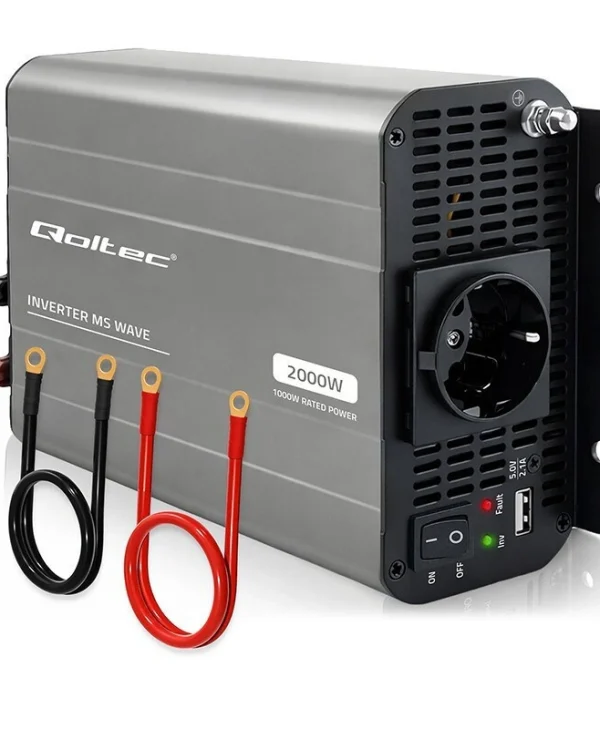 Qoltec Μετατροπέας Τάσης Ms Wave 12v 230v 1000w/2000w Usb Συμβατός Lifepo4 Gel Agm 52682