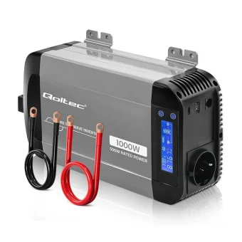 Qoltec Μετατροπέας Τάσης Pure Sine Wave 12v 230v 500/1000w Lcd Usb Usb‑c Συμβατός Lifepo4 Gel Agm 52688