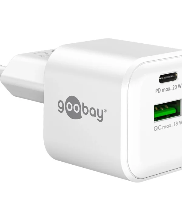 Goobay Φορτιστής Χωρίς Καλώδιο GaN με Θύρα USB-A και Θύρα USB-C 20W Power Delivery Λευκός (79621)
