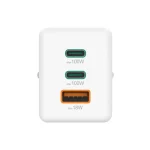 HAMA Φορτιστής Χωρίς Καλώδιο GaN με Θύρα USB-A και 2 Θύρες USB-C 100W Power Delivery Λευκός (201997) 100488552 - Image 3