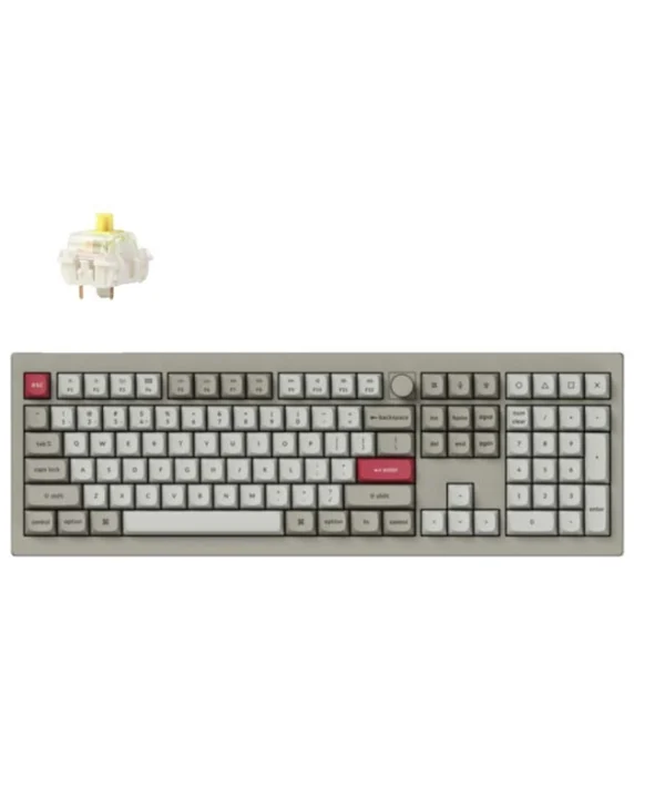 Keychron V6 Max Retro V6M-R4 Ασύρματο Gaming Μηχανικό Πληκτρολόγιο με Custom διακόπτες και RGB φωτισμό (Αγγλικό US) Γκρι