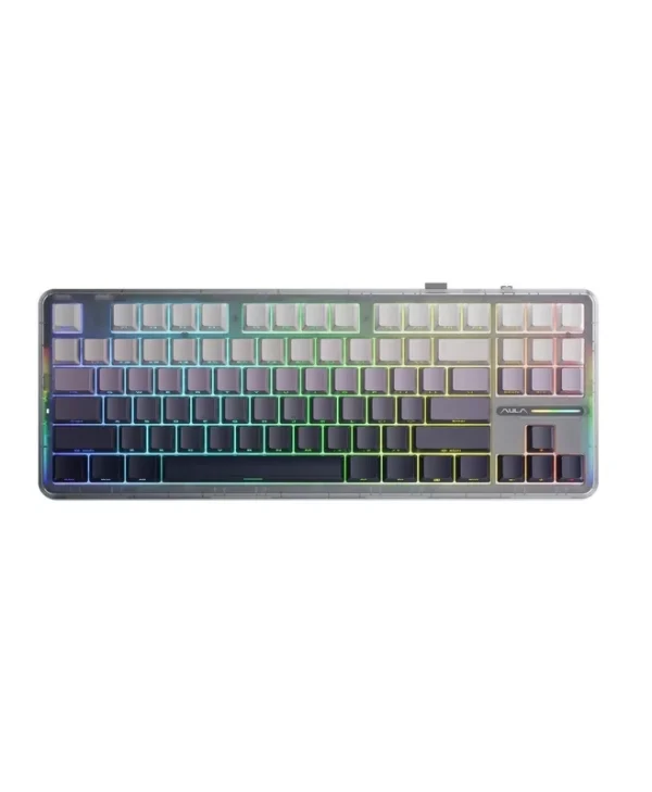 Aula F87 Ασύρματο Gaming Μηχανικό Πληκτρολόγιο με SpaceCrystal διακόπτες και RGB φωτισμό (Αγγλικό US) Γκρι AUF87-GG-SC-E