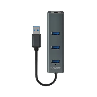 Savio Hub 3 Θυρών USB 3.1 με σύνδεση USB-A Γκρι AK-58