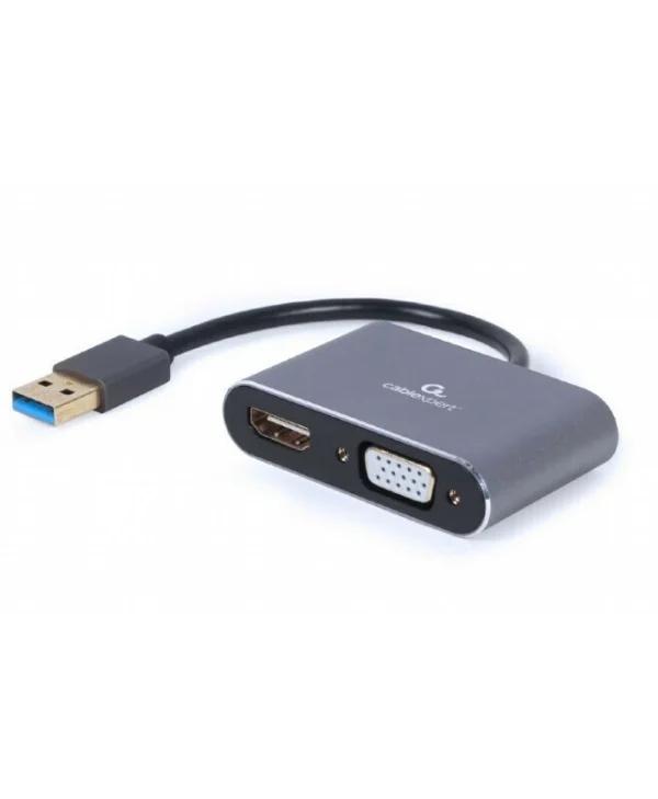 Cablexpert Μετατροπέας USB-A male σε HDMI / VGA female Γκρι 1τμχ A-USB3-HDMIVGA-01