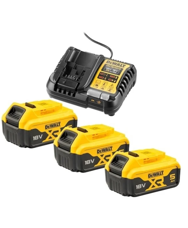 Dewalt Σετ 3 Μπαταριών Εργαλείου Λιθίου 18V Χωρητικότητας 5Ah με Φορτιστή DCB1104P3-QW