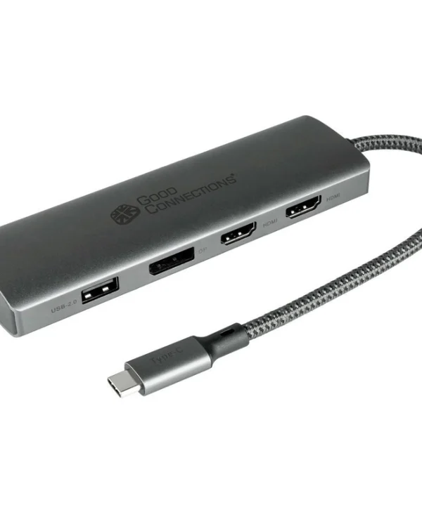 Good Connections USB-C Docking Station με HDMI/DisplayPort 4K PD Ethernet και σύνδεση 2 Οθονών Γκρι (HUB-C001A)