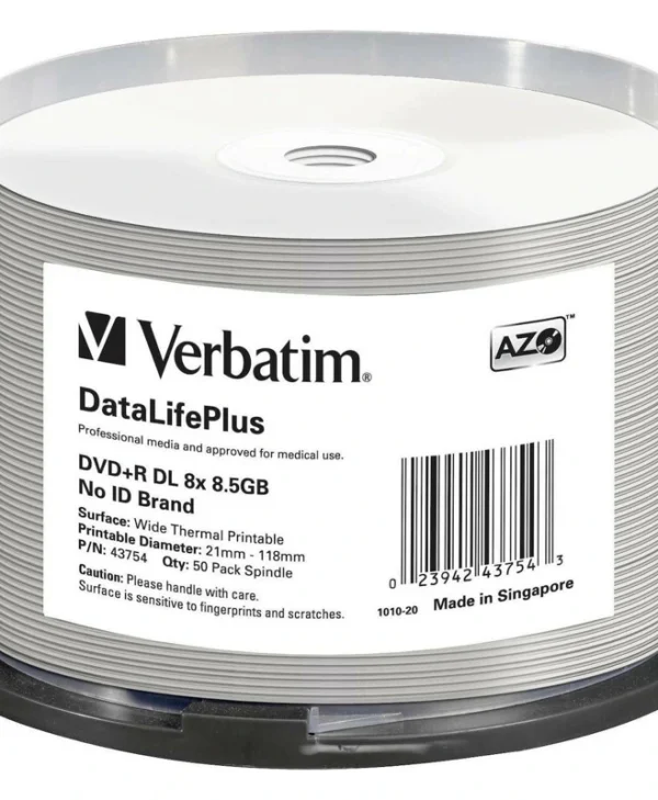 Verbatim Εγγράψιμα DVD+R 8x Dual Layer Printable 8.5GB Cake Box 50τμχ 43754