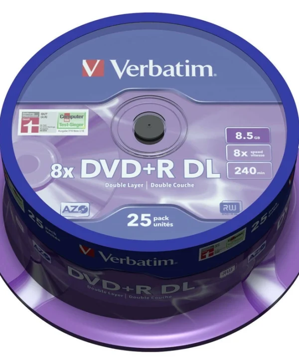 Verbatim Εγγράψιμα DVD+R 8x Dual Layer 8.5GB Cake Box 25τμχ 43757