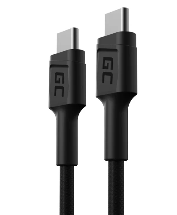 Green Cell PowerStream Braided USB 2.0 Cable USB-C male - USB-C 60W Μαύρο 0.3m KABGC25 KABGC31
