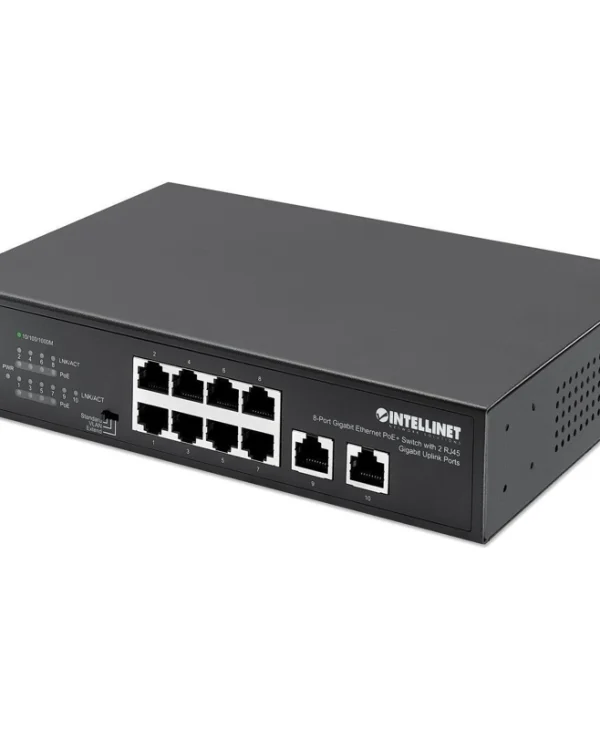 Intellinet 561402 Unmanaged L2 PoE+ Switch με 8 Θύρες Gigabit (1Gbps) Ethernet