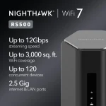 NetGear Nighthawk RS500 Ασύρματο Router Wi‑Fi 7 με 4 Θύρες 2.5 Gigabit RS500-100EUS - Image 3