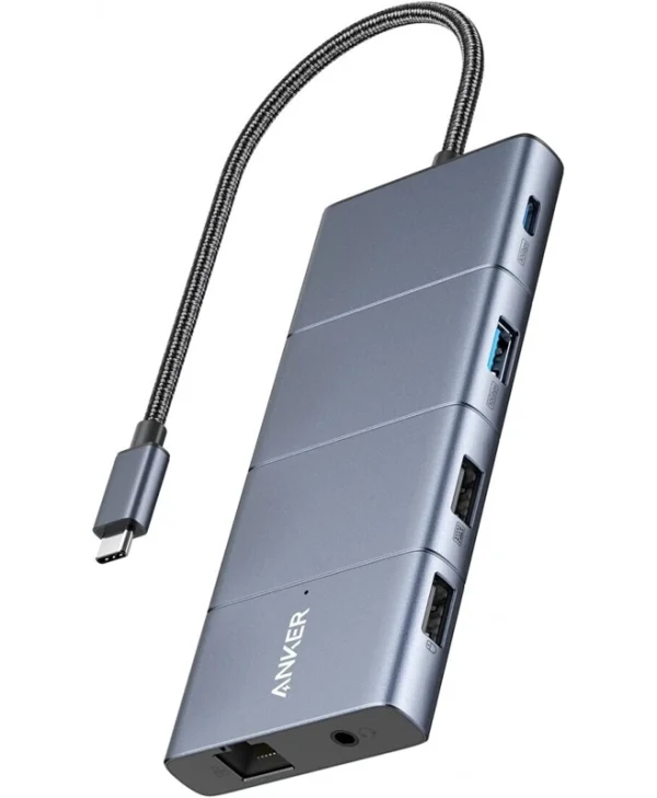 Anker 565 DisplayPort 1.4 / USB-A / USB-C Docking Station με HDMI 4K PD Ethernet και συνδεση 2 Οθονών Γκρι A83880A1