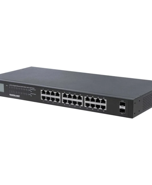 Intellinet LCD Screen Unmanaged L2 PoE+ Switch με 24 Θύρες Gigabit (1Gbps) Ethernet και 2 SFP Θύρες 561259