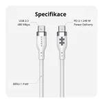 Hyper USB 2.0 Cable USB-C male - USB-C 240W PD Λευκό 1m HJ4001WHGL - Image 3
