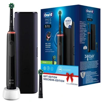 Oral-B Pro 3 3500 Ηλεκτρική Οδοντόβουρτσα με Χρονομετρητή, Αισθητήρα Πίεσης και Θήκη Ταξιδίου Black 759912