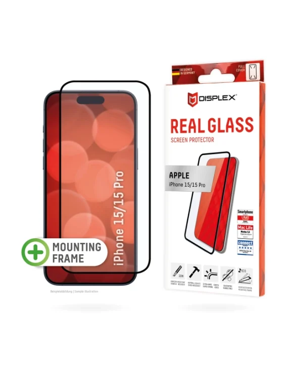 Displex Real Glass 0.33mm Full Face Tempered Glass Μαύρο (iPhone 15) 01842