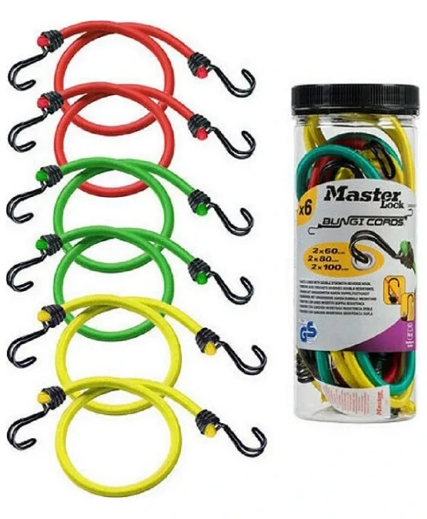 Master Lock Χταπόδι Αποσκευών Αυτοκινήτου 100cm 2 Άκρων με Διπλό Γάντζο 60/80/100cm 6τμχ 3040EURDAT