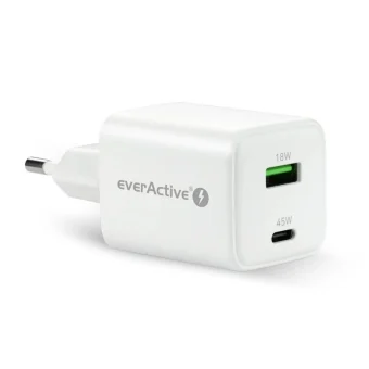 everActive Φορτιστής Χωρίς Καλώδιο GaN με Θύρα USB-A και Θύρα USB-C 45W Power Delivery Λευκός (SC-450Q)