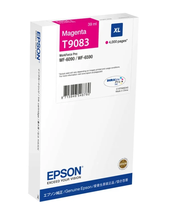 Epson T9083 XL Γνήσιο Μελάνι Εκτυπωτή InkJet Ματζέντα (C13T90834N)