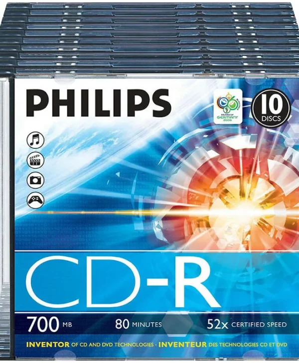 Philips Εγγράψιμα CD-R 52x 700MB 10τμχ CR7A0NJ10/00