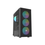 Shobo SH8F Gaming Midi Tower Κουτί Υπολογιστή με Πλαϊνό Παράθυρο και ARGB Φωτισμό Μαύρο NFO-2402