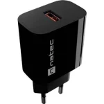 Natec Φορτιστής Χωρίς Καλώδιο με Θύρα USB-A 18W Power Delivery / Quick Charge 3.0 Μαύρος (Ribera NUC-2393)