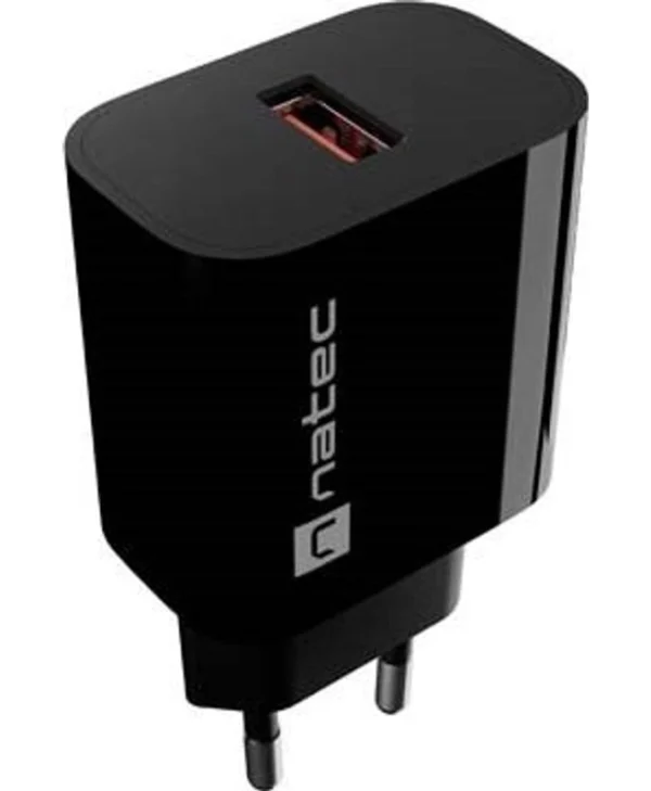 Natec Φορτιστής Χωρίς Καλώδιο με Θύρα USB-A 18W Power Delivery / Quick Charge 3.0 Μαύρος (Ribera NUC-2393)