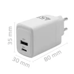 Qoltec Φορτιστής Χωρίς Καλώδιο GaN με Θύρα USB-A και Θύρα USB-C 45W Power Delivery / Quick Charge 3.0 Λευκός (51825) - Image 2