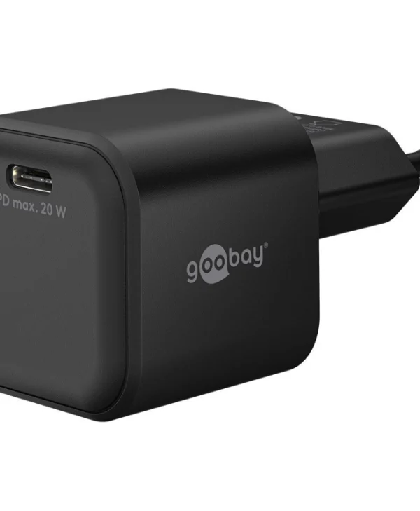Goobay Φορτιστής Χωρίς Καλώδιο GaN με Θύρα USB-C 20W Power Delivery Μαύρος (Nano) 76690
