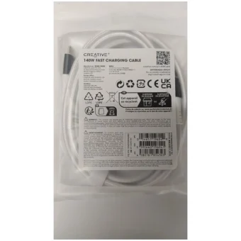 Creative Braided USB 2.0 Cable USB-C male - USB-C 140W PD Λευκό 2m 51MZ0530AA000
