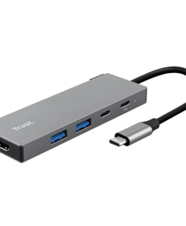 Trust Hub 4 Θυρών με σύνδεση USB-C / USB-A Γκρι 26062