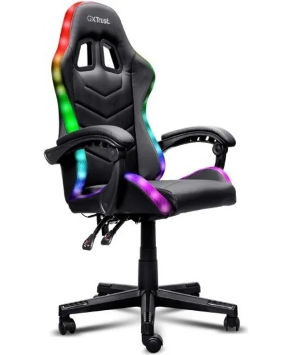 Trust GXT704 Καρέκλα Gaming Δερματίνης με RGB Φωτισμό Μαύρη 25979