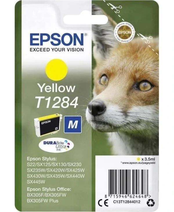 Epson T1284M Γνήσιο Μελάνι Εκτυπωτή InkJet Κίτρινο (C13T12844010 C13T12844012) C13T12844011