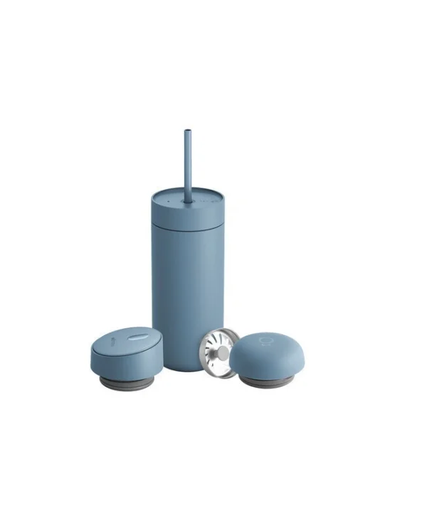 Fellow Ποτήρι Θερμός Γυάλινο / Ανοξείδωτο BPA Free 473ml Hazy Blue με Καλαμάκι 840228808497