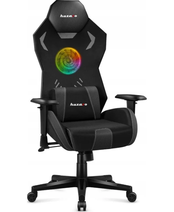 Huzaro Combat 7.6 Υφασμάτινη Καρέκλα Gaming με Ρυθμιζόμενα Μπράτσα και RGB Φωτισμό Μαύρη HZ-COMBAT 7.6 RGB BLACK