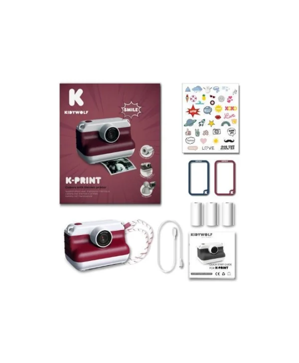 Kidywolf KDW-182693 Παιδική Φωτογραφική Μηχανή με Θερμική Εκτύπωση Κόκκινη 418269