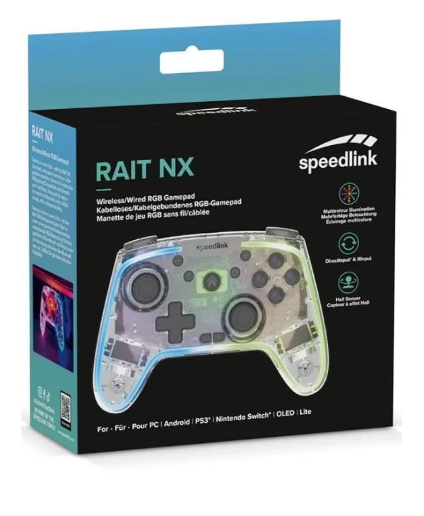 SpeedLink Rait Nx RGB Ασύρματο & Ενσύρματο Gamepad για PC / PS3 Transparent SL-650115-CR