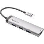 Verbatim V7 Hub 4 Θυρών USB 3.0 με σύνδεση USB-C Ασημί 49147