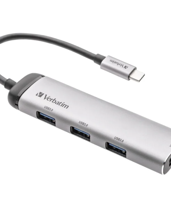 Verbatim V7 Hub 4 Θυρών USB 3.0 με σύνδεση USB-C Ασημί 49147