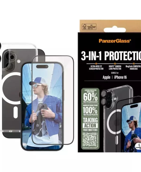 Panzerglass Bundle 3in1 Iphone 16 6.1" D3o Hardcase + Screen Protector Uwf+ Lens B1291+2861+1283