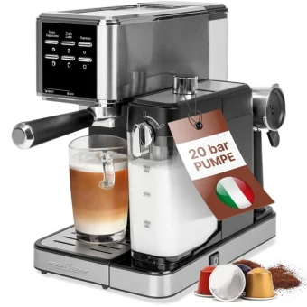 Profi Cook PC-ES-KA1266 Μηχανή Espresso 1350W Πίεσης 20bar για Cappuccino Γκρι 501266