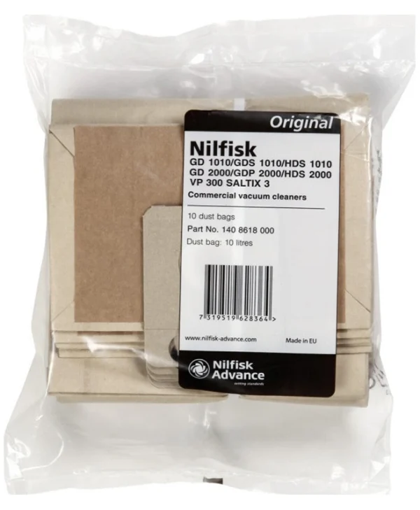 Nilfisk Σακούλες Σκούπας 10τμχ Συμβατή με Σκούπα Nilfisk 1408618000
