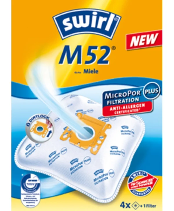 Swirl M52 Σακούλες Σκούπας 4τμχ Συμβατή με Σκούπα Miele 205646