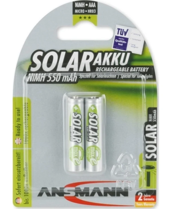 Ansmann Solar Επαναφορτιζόμενες Μπαταρίες AAA Ni-MH 550mAh 1.2V 2τμχ 1311-0001