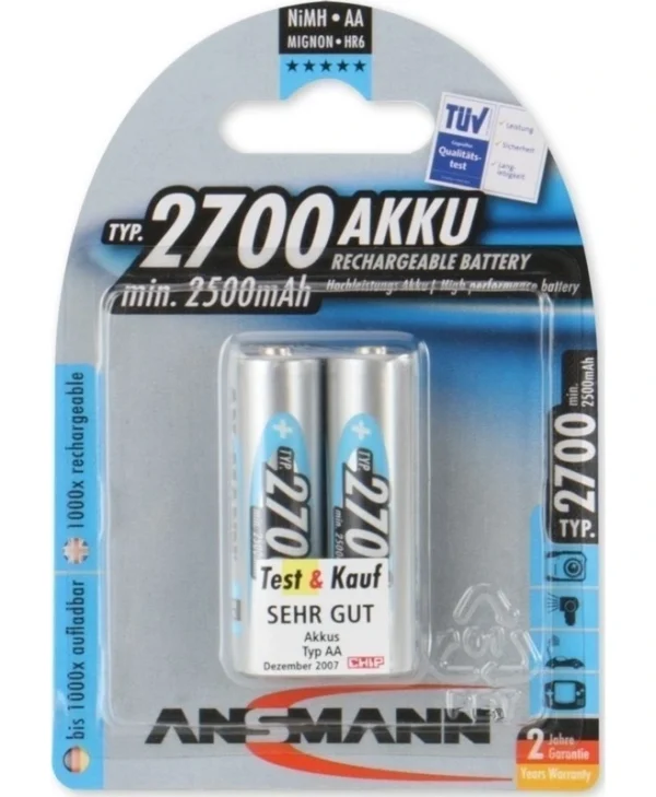 Ansmann Επαναφορτιζόμενες Μπαταρίες AA Ni-MH 2700mAh 1.2V 2τμχ 5030852