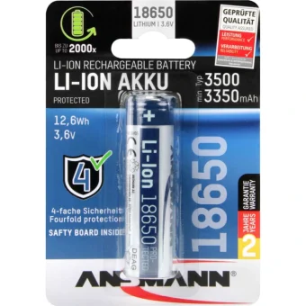Ansmann Επαναφορτιζόμενη Μπαταρία 18650 Li-ion 3500mAh 3.6V 1τμχ 1307-0001